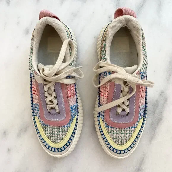 Anthropologie Dolce Vita Dolen Rainbow Knit Sneaker Tennis Shoe Funfetti 7.5 - Picture 7 of 11